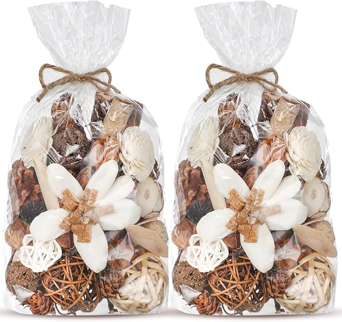 Nuanchu 2 Pack Decorative Balls Potpourri Bowl Filler Decor Natural Vase Bowl Filler Assorted Spherical Rattan Twigs Wicker Balls for Home Decor Centerpiece, No Scent(Beige Series,Classic Style)