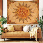 Accnicc Boho Mandala Floral Tapestry Vintage Bohemian Indian Tapestries for Bedroom Aesthetic Retro Orange Yellow Flower Small Tapestry Wall Hanging for Dorm Living Room Decor 48 x 36 Inch