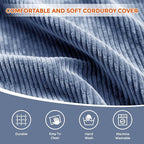 Pouf Ottoman Foot Rest, Comfortable & Soft, Round Footstool for Living Room, Bedroom, Office, Room Decoration, Corduroy Foot Stool Pouf with Odorless & Anti-Clump Filling, Small Navy