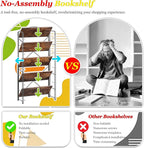 UDD Folding Bookshelf No Assembly, 54.1"H x 23.7"W, 5 Shelf Foldable Bookcase Industrial Collapsible Bookshelves, Open Storage Book Shelves for Small Spaces Home Office Living Room, Rustic Brown Black