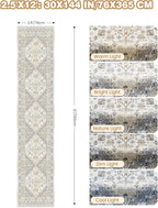 Carpet Runners for Hallway 12ft, Non-Slip Long Bathroom Rugs Runner for Kitchen, Living Room, Bedroom, Soft Vintage Washable Rug for Entryway, Thin Floor Mat for Dining Room(Beige,2.5'x12')