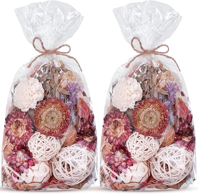 Nuanchu 2 Pack Decorative Balls Potpourri Bowl Filler Decor Natural Vase Bowl Filler Assorted Spherical Rattan Twigs Wicker Balls for Home Decor Centerpiece, No Scent(Pink Series,Rustic Style)