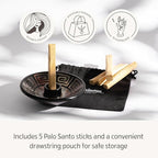 Luna Sundara Authentic Peru Pottery Palo Santo Stick Holder and Incense Holder with 5 Palo Santo Sticks Handmade Ceramic Smudge Bowl Sage Holder Blue Gift Set