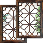 Wocred Set of 2 Rectangular Wall Mirror,Gorgeous Rustic Farmhouse Accent Mirror,Caramel Color Entry Mirror for Bathroom Renovation,Bedrooms,Living Rooms and More(11”x15”)