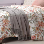CUDDLE DREAMS Silk Throw Blanket with Hand-Knotted Fringe, Natural, Soft & Breathable (Gray)