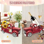 Valentine's day Truck Decor 13.4 Inch Farmhouse Vintage Metal Truck with 12 Magnets Valentines Day Table Decorations for Home Kitchen Mantel Spring Garden Interchangeable Seasonal Decor