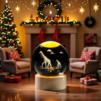 Giraffe Gifts for Women Men 3D Giraffes Crystal Ball with Wooden Light Base Glass Animal Decor Gifts for Giraffe Lovers for Christmas Mothers Valentine's Day Birthday (Diameter 2.36 inches)