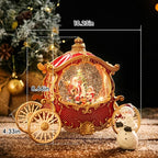 Christmas Snow Globe Carriage with Santa Claus – Vintage 8 Songs Musical Box, Automatic Snowfall, Led Light, USB or Battery Powered,for Christmas Festival Home Fall Decoration Gifts, Red