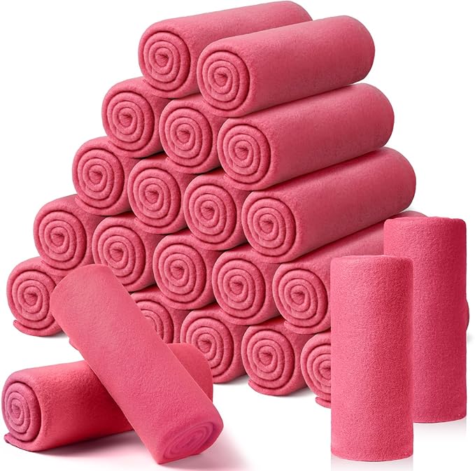 24 Packs Fleece Throw Blanket Soft Warm Lightweight Fleece Blanket Cozy Throw Bulk for Bed Couch Sofa Home Office Wedding Gifts Suitable for Seasons, 50 x 60 Inches(Peach Pink)