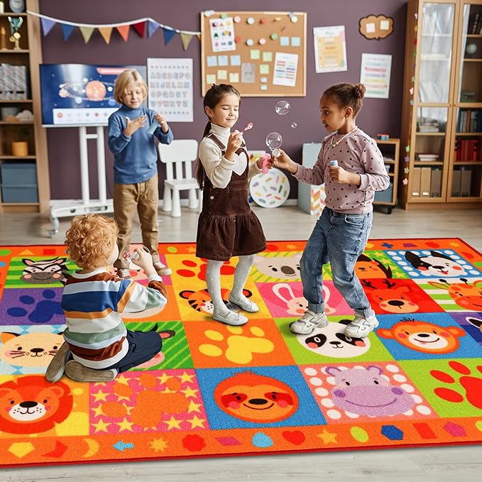 Classroom Rugs,Classroom Rug for Elementary,School Learning Seat Area Rug,Non-Slip Educational Classroom Carpet,Washable Kids Carpet for Playroom Nursery Kids Room