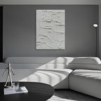 Art Hand-Painted Thick Texture White Minimalist Oil Painting Home Wall Decorative Art 40x28 inch
