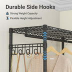 VIPEK L4 Garment Rack L Shaped Clothes Rack for Corner, Freestanding Portable Wardrobe Closet Heavy Duty Clothing Rack with 3 Hanging Rods & 2 Side Hooks, 43.3"Lx29.1"Wx76.4"H, Max Load 810LBS, Black