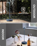 Cordless Table Lamps Rechargeable, 6000mAh Battery Operated LED Desk Lamp Outdoor Waterproof Portable Touch Dimmable Table Light for Patio Restaurant Dining Home Set of 2 Blue