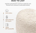Anji Mountain 100% Handmade & Handcrafted Comfortable Home Décor Pouf Ottoman Footrest for Living Room, Bedroom, Nursery, Kidsroom, Patio Furniture - (22" x 22" x 17" - Ivory)