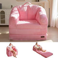 MAXYOYO Folding Sofa Bed with Backrest, Boneless Fold Out Couch Bed with Handle, 2 in 1 Convertible Bean Bag Chair to Floor Sofa Lounger, Comfy Folding Couch for Bedroom & Living Room, Pink