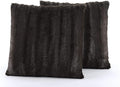 Cheer Collection Faux Fur Throw Pillows - Decorative Pillows for Couch, Bed Throw Pillows, Chocolate Accent Pillows for Bedroom or Living Room Aesthetic, Set of 2 Furry Throw Pillows, 18”x18”