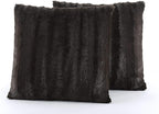 Cheer Collection Faux Fur Throw Pillows - Decorative Pillows for Couch, Bed Throw Pillows, Chocolate Accent Pillows for Bedroom or Living Room Aesthetic, Set of 2 Furry Throw Pillows, 18”x18”