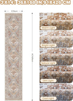 3x14 Runner Rug for Hallway, Non-Slip Long Kitchen Mats for Floor, Vintage Washable Rug for Entryway, Soft Hallway Runner for Dining Room, Bedroom, Living Room(Orange,3'x14')