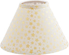 Aspen Creative 56051, Hardback Empire Transitional UNO Shade/Light Beige Golden Stars Linen Fabric, 4"Top x 10"Bottom x 7"Slant/Slip UNO 33mm/Table Lamp