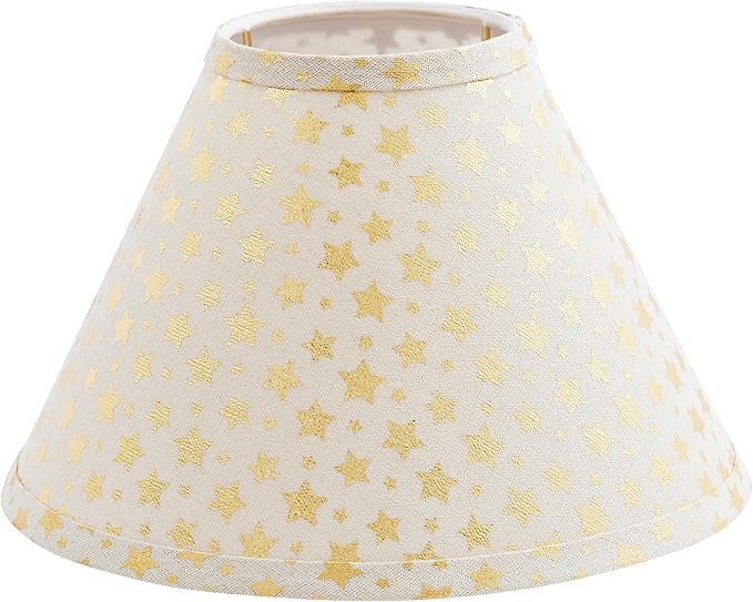 Aspen Creative 56051, Hardback Empire Transitional UNO Shade/Light Beige Golden Stars Linen Fabric, 4"Top x 10"Bottom x 7"Slant/Slip UNO 33mm/Table Lamp
