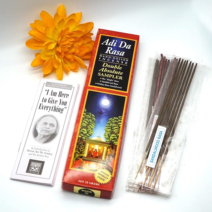 Adi Da Rasa Double Absolute Sampler (The ?Bright? Rose, Sandalwood Rasa, Rose Sandalwood) Incense, 25gms Natural Hand Rolled for Purification, Relaxation, Positivity, Yoga, Meditation, Made in India