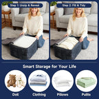 Tiita Stuffed Pouf Ottoman, Square Foot Stool Fluffy Floor Poufs Chair for Living Room Bedroom, Filled Boho Foot Rest for Couch, Blue-Grey