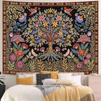 Lunerfex Tree of Life Wall Tapestry - Vibrant Folk Art & Botanical Wall Hanging for Bedroom and Living Room Decor - Boho Nature Tapestries 60"x44"