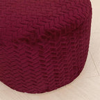 Stuffed Pouf Ottoman High Density Foam Ottoman Pouf for Living Room Bedroom Floor Storage Pouf Footstools Round Foot Rest Stool 20"x20"x12" with Foam Filler (Wine Red)