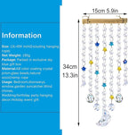 13.3inch Crystal Moon Star Prism Suncatcher Rainbow Maker Pendant Window Garden Hanging Decoration Ornament for Christmas Tree Crystal Wind Chimes
