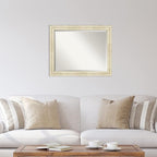 Amanti Art White Wall Mirror 26x32 Country White Wash Rectangle Bathroom Mirror for Wall Decor Living Room, Large Country Rustic Wood Frame, Hangs Horizonally and Vertically, Bathroom Decor, Beveled