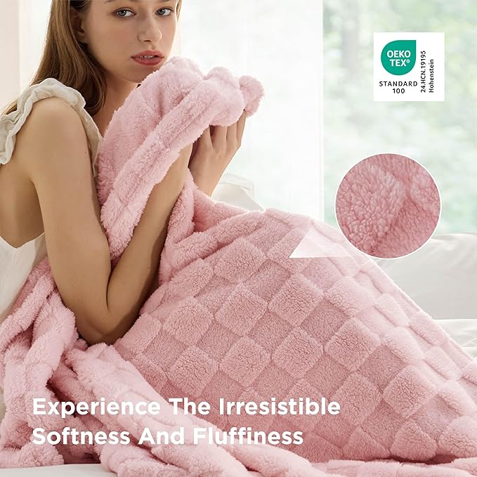 Bedsure GentleSoft King Size Blanket for Bed - Super Soft Cozy Blankets for Women Men Girls, Large Fuzzy Fleece Throw for Bedroom Decor, Pink,108x90 Inches
