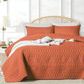 akkialla Twin Size Quilt Bedding Set,Burnt Orange Lightweight Microfiber Soft Bedspreads,Modern Style Geoetric Pattern Coverlet Set for All Seasons,2 Piece(1 Quilt,1Pillow Sham)