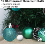 Teal 3.2" Large Christmas Balls - Christmas Tree Decoration Ornaments Shatterproof Hanging Balls for Birthday Halloween Holiday Wedding Decorations Set of 10pcs