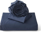 Bedsure Duvet Cover Queen Size with Fitted Sheet - 4 Pieces Prewashed Polyester Extra Soft Bedding Set, Includes 1 Duvet Cover 90x90 Inches with Zipper Closure, 2 Pillow Shams, 1 Fitted Sheet, Navy
