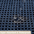 Waffle Runner Rug Bathroom, Long Boho Bathroom Rugs Non Slip Washable Super Absorbent Quick Dry Farmhouse Bath Decor, 60"x24" Navy Blue