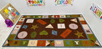 KIDCARPET.COM Shapes & Alphabets - Earth Tone Rectangle Classroom Rug | Bordered Area Rug for Preschool Daycare Learning, 6' x 8'6"