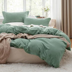 Bedsure Sage Green Oversized King Duvet Cover - 3 Pieces Prewashed Cotton-Like Extra Soft Bedding Set, Includes 1 Duvet Cover 120x98 Inches with Zipper Closure & 2 Pillow Shams, Comforter Not Included