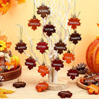 JULMELON 24Pcs Fall Thanksgiving Maple Leaf Ornaments Maple Leaves Tree Decorations Autumn Harvest Hanging Ornaments with Rope Maple Pendant for Farmhouse Rustic Party Favors Craft Supplies