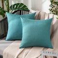 MIULEE Pack of 2 Decorative Outdoor Solid Waterproof Throw Pillow Covers Euro Sham Faux Linen Garden Farmhouse Coastal Cushion Cases for Summer Patio Tent Balcony Couch Sofa 24x24 Inch Turquoise