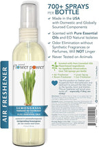 Natural Flower Power Air Freshener Spray - Odor Eliminator with Essential Oils for the Home, Car & Fabric - Cruelty Free & Vegan - Lemongrass - 2 x 4 oz