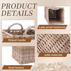 Rattan Umbrella Holder for Entryway 20.5h x 9l x 9w Inch Square Umbrella Stand with Plastic Water Catch, Umbrellas Basket Bucket Fit Walking Cane Tall Umbrellas Storage for Home Office