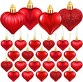 Elcoho 48 Pieces Valentine's Day Heart Shaped Baubles Hanging Heart Ornaments Valentines Tree Decorations for Valentines Day Ornaments Party Wedding Anniversary Decor, Red