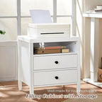 Huuger White Nightstand Set of 2, Night Stand with Charger Station, Bedside Table with 2 Drawers, Bed Side Tables for Bedroom, Modern Nightstands, Metal Knobs, Painted Surface