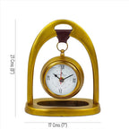 Nagina International 8" Pear Shaped Aluminum Mantel Fireplace Clock Analogue | Leather Suspension Support for Clock | Beautiful Office Table Decor Clocks
