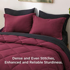 Bedsure Full Size Comforter Set - 7 Pieces Reversible Burgundy and Black Bedding, Full Size Bed Set for All Seasons, Bed in a Bag with Down Alternative Comforter, Sheets, Pillowcases & Shams