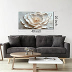 Flower Art Wall Decor for Living Room - White/Pink/Beige Canvas Wall Art for Office - Modern Wall Decor for Bedroom Women Size 20 x 40 Inch