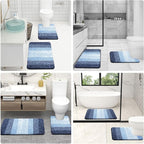 OLANLY Bathroom Rug Set 2 Piece, Soft Absorbent Microfiber Bath Rug Set, Non-Slip, Machine Wash Dry, Plush Shaggy Bath Mats for Bathroom (30"x20"+24"x16", Navy)
