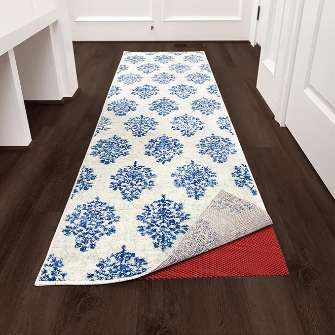 Veken Runner Rug Pad Gripper for Hardwood Floors, Non Slip 2x6 Ft Red Rug Pads for Area Rugs, Thick Rug Grippers for Tile Floors, Under Carpet Anti Skid Mat, Keep Your Rugs Safe and in Place