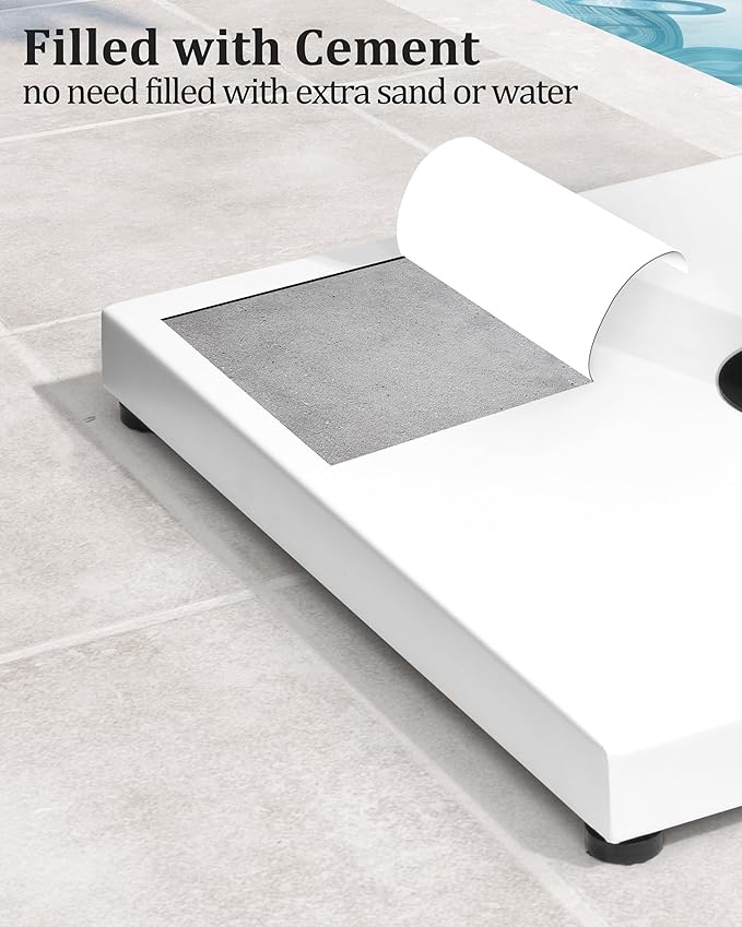 45lbs Patio Umbrella Base - Heavy Duty Outdoor Patio Market Umbrella Stand for Deck, Poolside, Balcony, Wind-Resistant Design, White