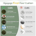 Washable Floor Pillow Cushion for Adults, Meditation Cushion Pillow, Removable Tufted Blended Corduroy Cover, Large Square Floor Sitting for Tatami Living Room or Yoga, 22x22 Inch, Machine Washable
